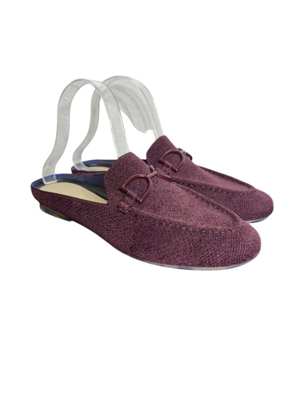 Rothy's ReVelvet Double-Bit Loafer Mules in Wine Color, Size 8